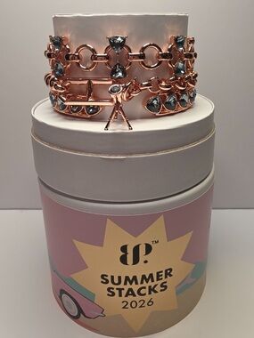 Telescope Summer Stack - BP Jewelry - Rose Gold Blue Crystal Bracelet Stack